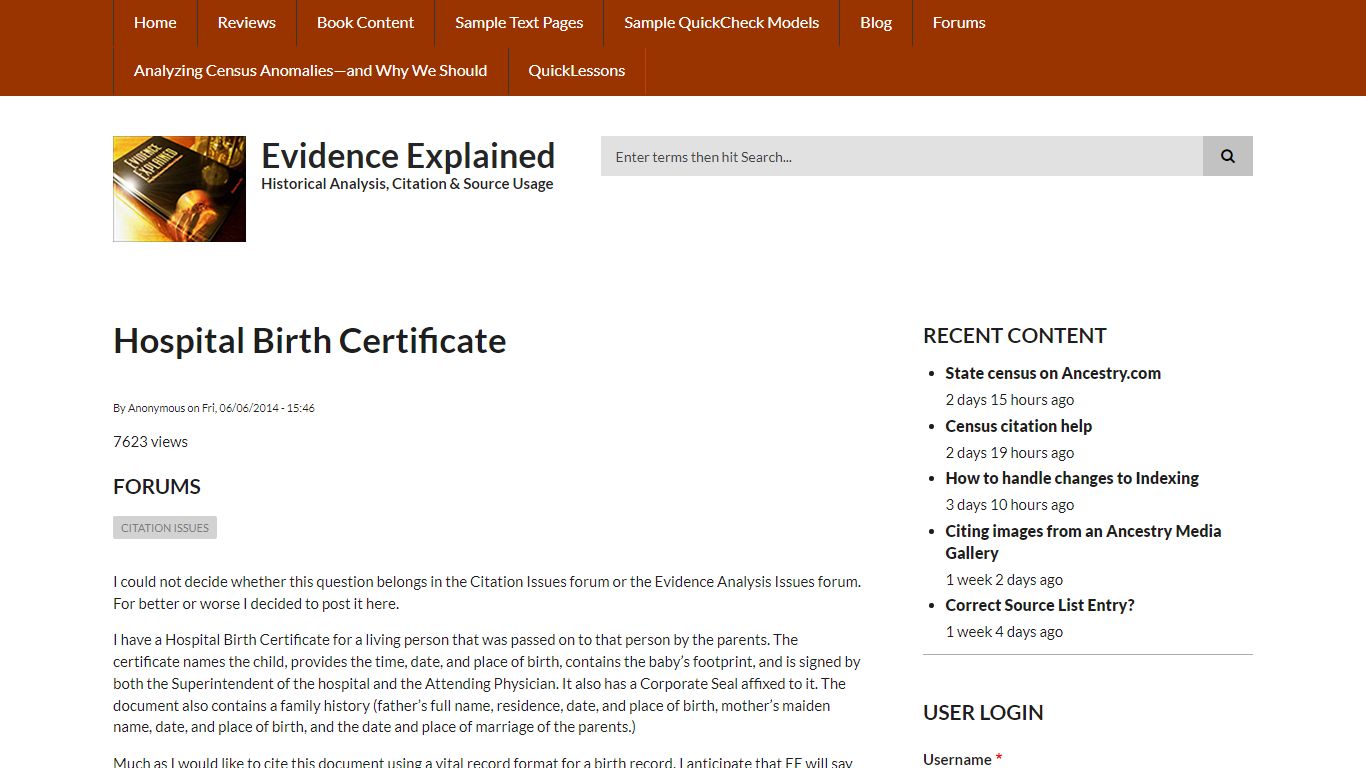 Hospital Birth Certificate | Evidence Explained
